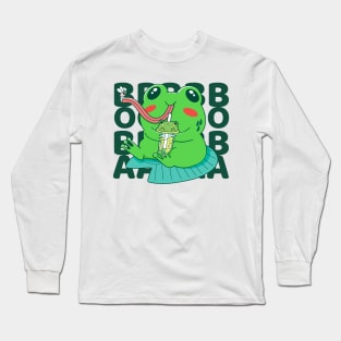 Kawaii Frog Drinking Boba Tea Long Sleeve T-Shirt